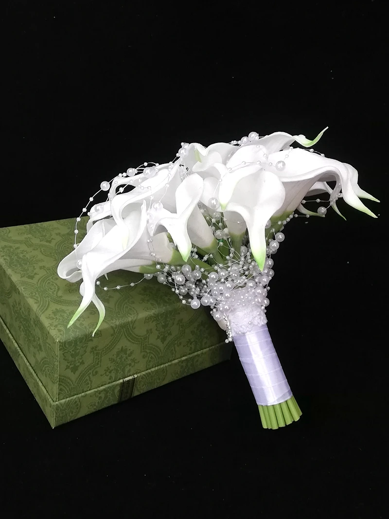 New in Wedding Accessories Ivory Calla Lilies with Pearls Luxury Bridal Flowers ramo de flores para novia Wedding centerpieces