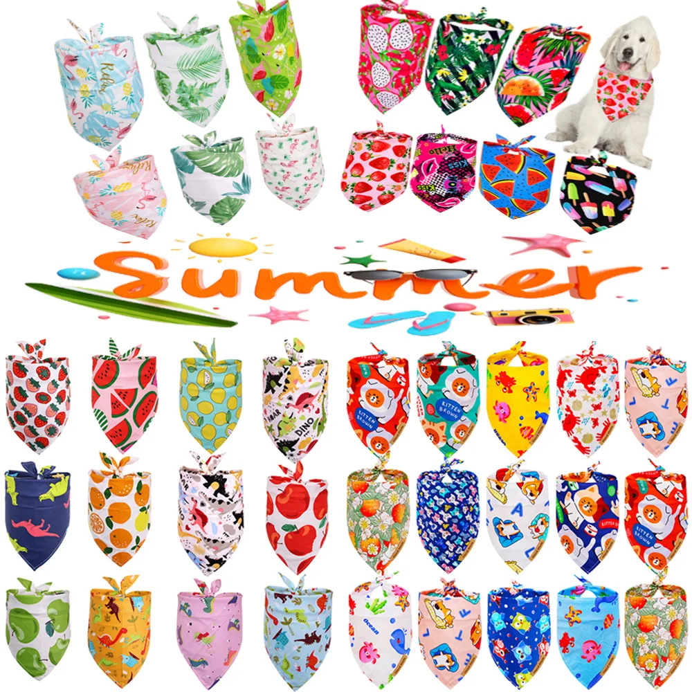 Kit 60 Bandanas Para Cães E Gatos - Modelos Verão E Festas | Cachecol Triângulo Ajustável