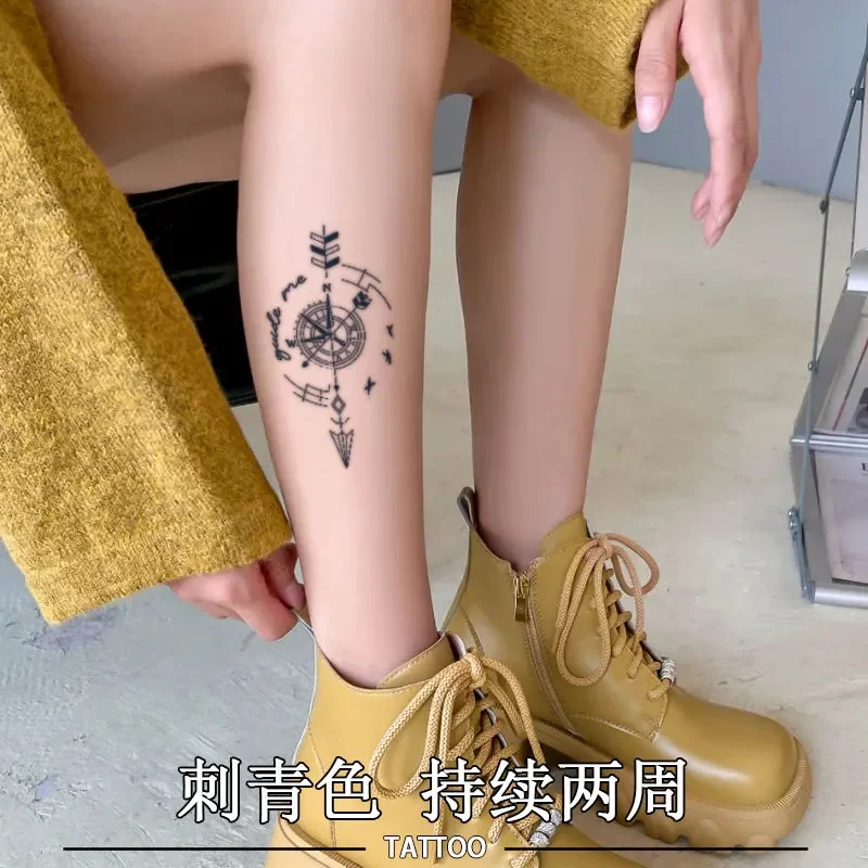 Herbal Temporary Tattoos for Women Man Arm Thigh Compass Fake Tattoo Waterproof Punk Art Arrow Tattoo Festival Lasting Stickers tattoo sticker temporary tattoos