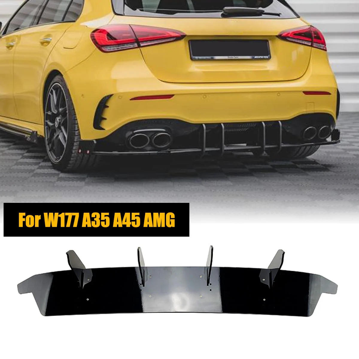 

For Mercedes Benz A Class W177 A35 A45 AMG Rear Bumper Diffuser Shark Fin Canard Spoiler Trim Cover 2020 2021 Car Accessories