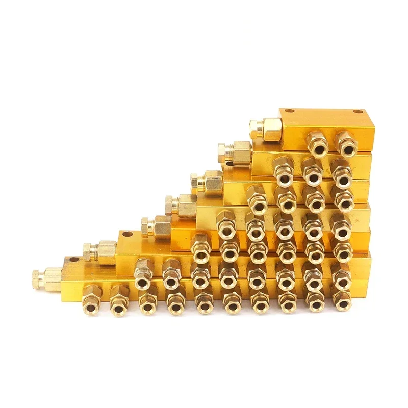 Aluminum 2/3/4/5/6/7/8/10 Way Adjustable Lube Oil Piston Distributor Value Manifold Block 6mm In 4mm Out Centralized Lubrication