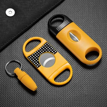 3 Cigar Sets Cigar Cutter Plastic V-Cut Stainless Steel Blades Classic Cigar Cutter Guillotine Christmas Cigar Scissors Gift