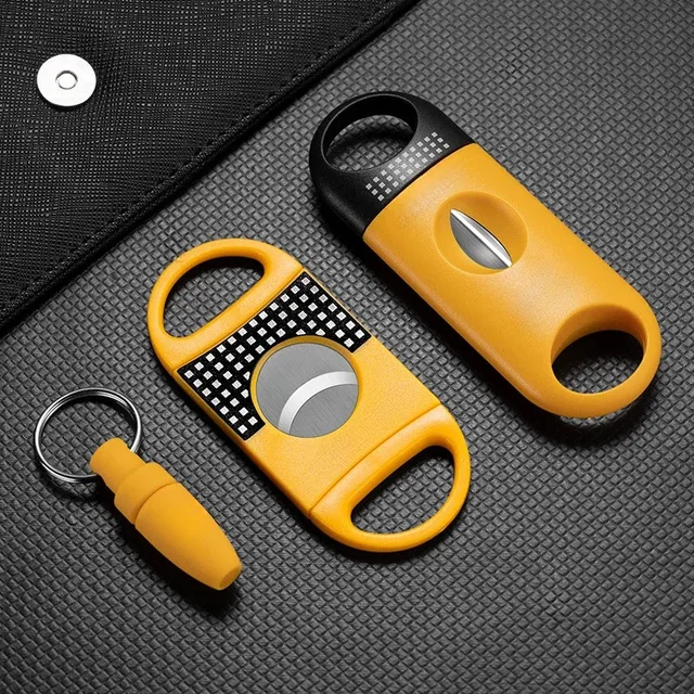 3 Cigar Sets Cigar Cutter Plastic V-Cut Stainless Steel Blades Classic Cigar Cutter Guillotine Christmas Cigar Scissors Gift