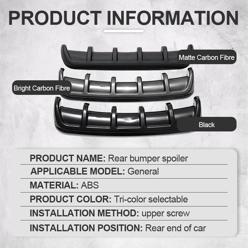 Car Bumper Spoiler Car Rear Bumper Lip Bumper Lip Decoration Bumper Lip Automobile Rear Bumper Chassis Deflector