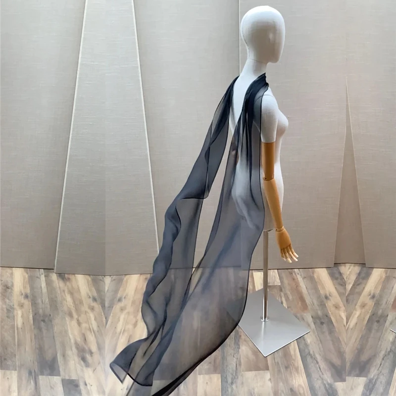 Bridal Veil Detachable Minimalist Wedding Bridal Neck Tie Scarf Veils Long Chiffon Silk Narrow Soft Hair Bow