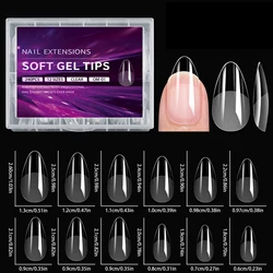600 - Pack Soft Gel Almond Nail Tips - Full Cover False Nails for Salon - Quality Manicures (240pcs Almond)