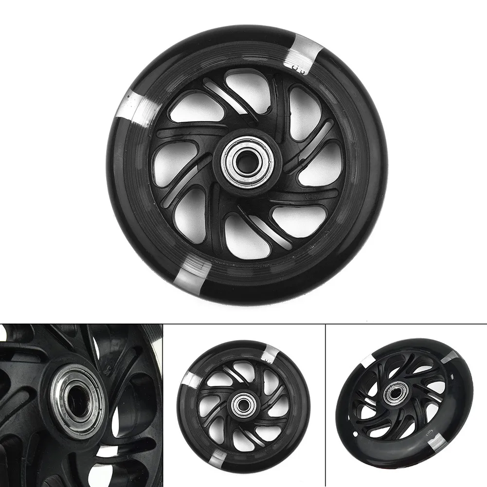 1pc LED-Blitz Rad Blinkende Lichter Zurück Hinten ABEC Für Roller Mini 12x2cm PU Kinder ersetzen Räder Beleuchtung Outdoor Fahrrad Teil – Detail 3