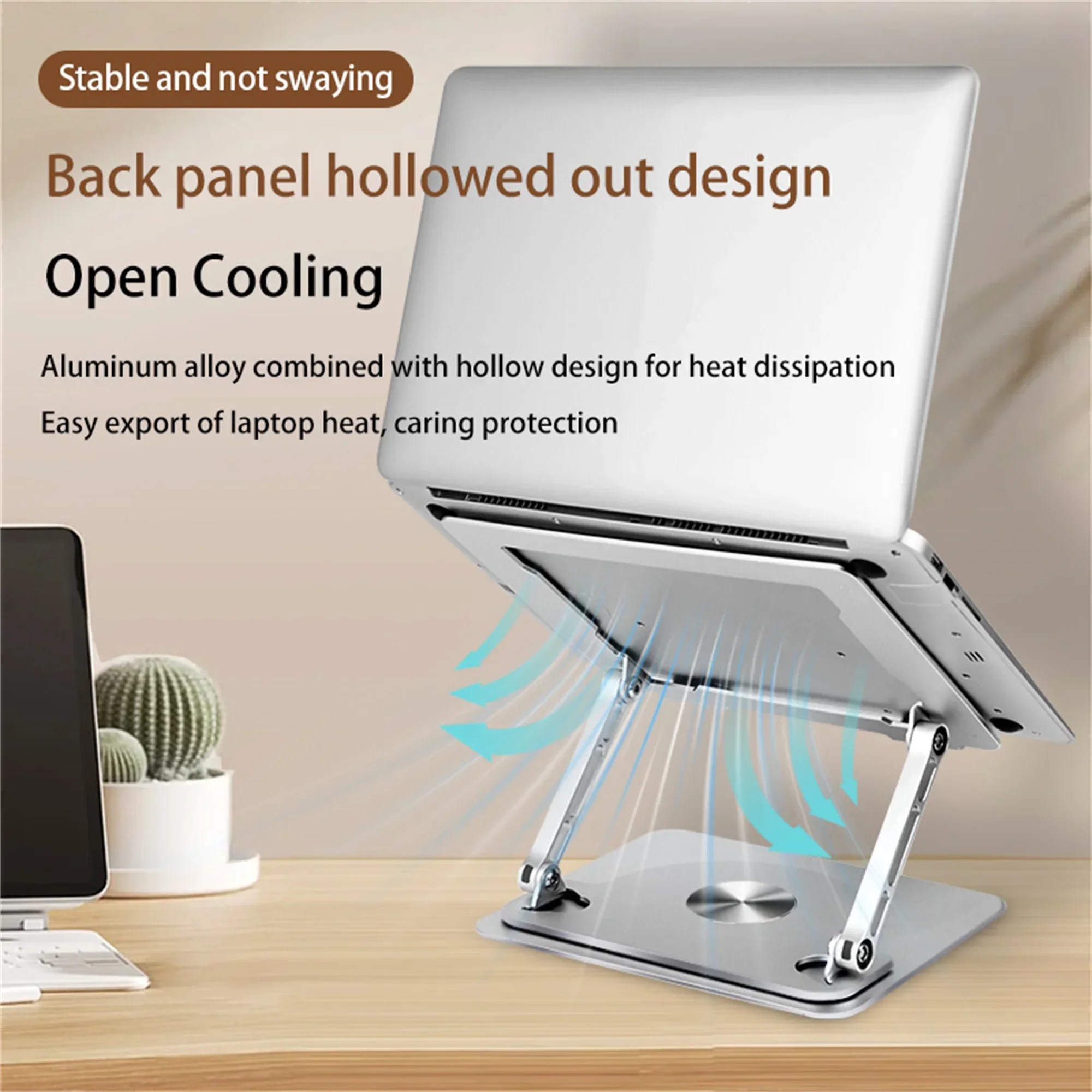 360&deg; Rotatable Laptop Tablet Holder Aluminum Alloy Desktop Stand Hollow Out Heat Dissipation For Macbook 10-16 inch Laptop Mount