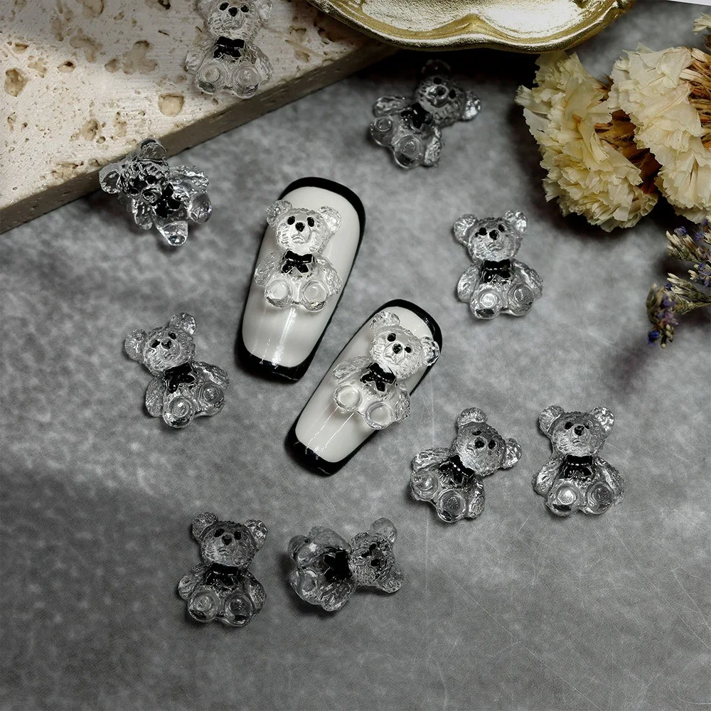 

10Pcs/Lot 3D Nail Art Charms Clear Resin Jelly Bear Nail Decorations DIY Nails Decor Luxury Nail Accessories Design 2022