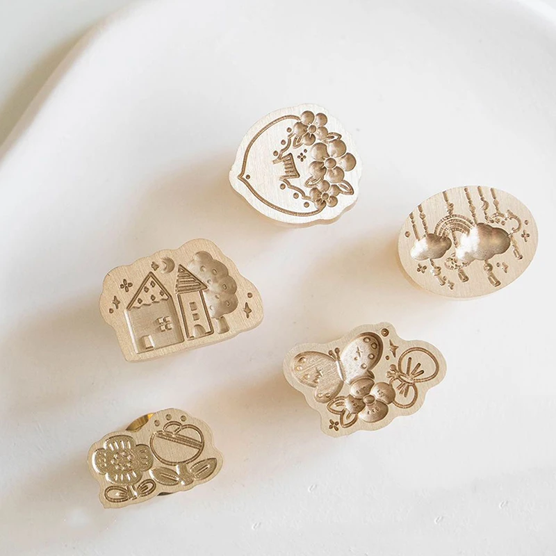 1PCS Vintage Stamps Print Head Flower Series Wax Seal Head Stamp Sealing Wax DIY Scrapbooking Cards Envelopes Invitation Decor