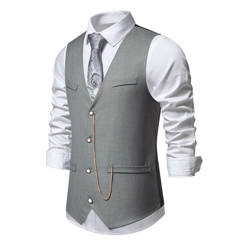 

Mens Casual Business Chain Vests Slim Fit Sleeveless Suit Vest Waistcoat Men Party Dinner Wedding Prom Vest Men Chaleco Hombre