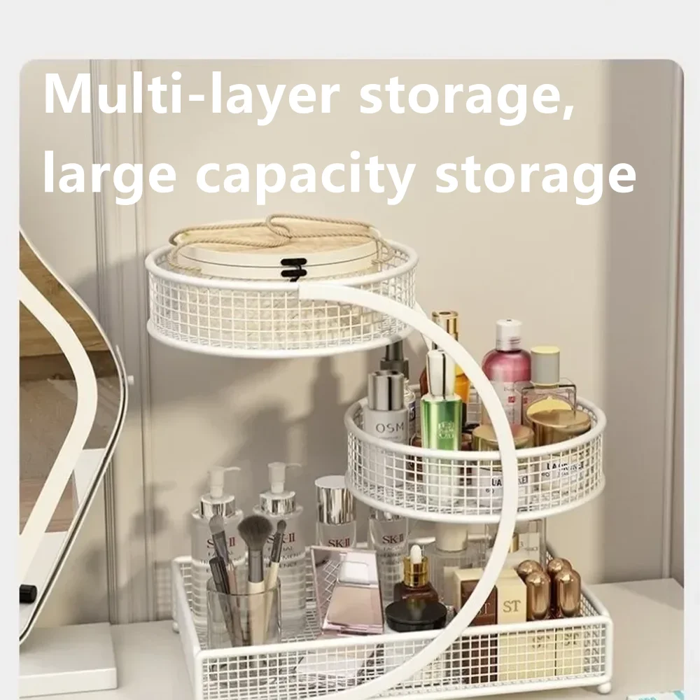 1pc Metal Makeup Storage Rack Cosmetic Organizer Dresser Multi-layer 3