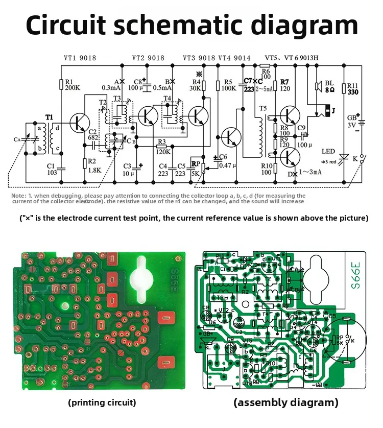 Sechsröhren-Amplitudenmodulationsradio Elektronische Komponenten DIY-Bausatz Lehrset Montage-Trainingsset Schweißteile Materialien – Detail 7