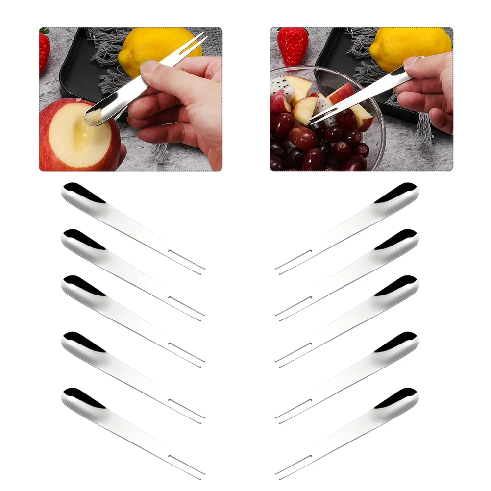 

24 Pcs Stainless Steel Fruit Fork Spoon Forks Dual Purpose Salad Flatware Dessert Home Portable Cake Spoons