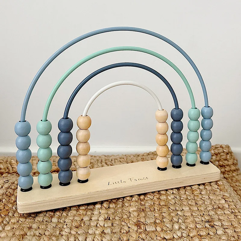 Wooden Account For Children Counting Learning Toys Numbers Arithmetic Calculation Rainbow Beads  Puzzle Montessori Education Toy 2