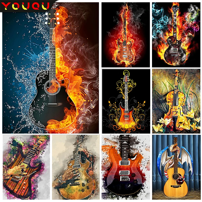 5d Diamond Guitar Painting Diamond Mosaic Guitar Diamond Art Guitar Diamond Painting Cross