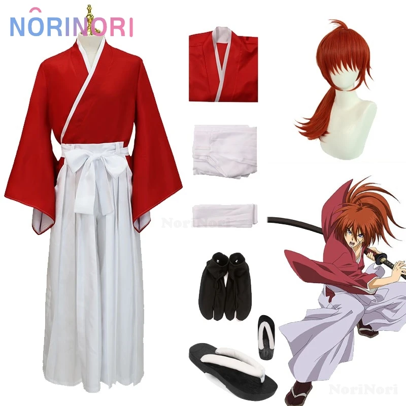 

Rurouni Kenshin Himura Kenshin Cosplay Costume Wig Himura Kimono Haori Kendo Outfit Halloween Battosai Anime Uniform Suit