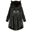 Autumn and Winter Plush Letter Cartoon Print Cat Ears Long-Sleeved Pullover Hooded Loose Casual Street Sweatshirt Women's Warm Top 1