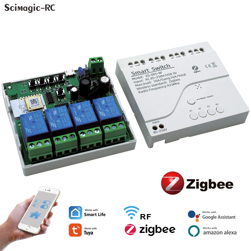 

Смарт-модуль Zigbee 3,0 4-канальный, Wi-Fi, 7-250 В, 16 А, 2 шт.