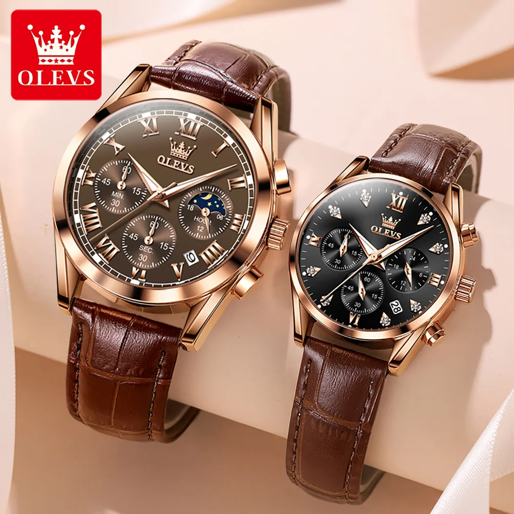 OLEVS Couple Watches Luminous Calendar Date Luxury Quartz Clock Waterproof Fashion Diamond Men Women Watch Relogio Masculino