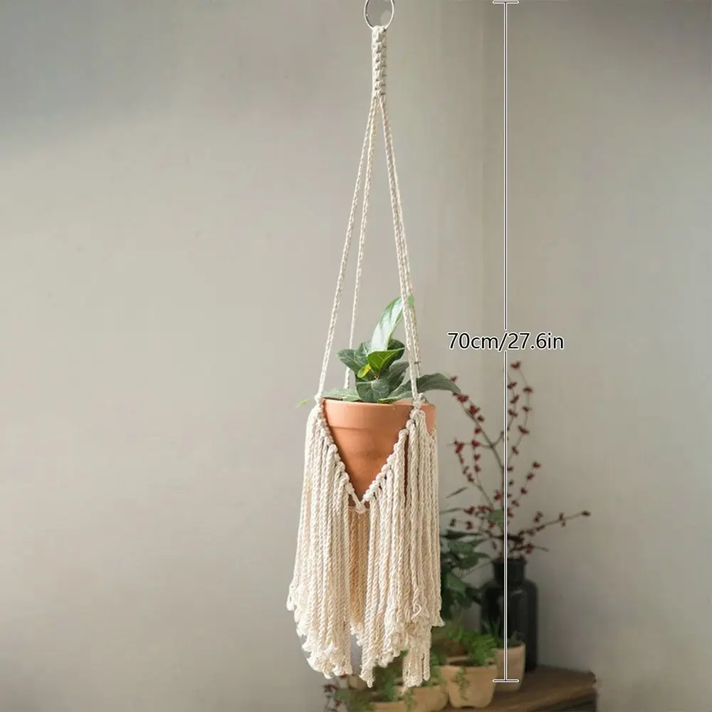 New Macrame Plant Hangers Handmade Beige Color Cotton Rope Hanging Planter Flower Pot Hanging Basket Home Decoration
