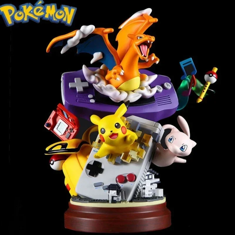 

19cm Pokemon Pikachu Action Figure Toys Anime Resin Station Gameboy Pika Mew Charizard Doll Model Collect Ornament Toy Kid Gift