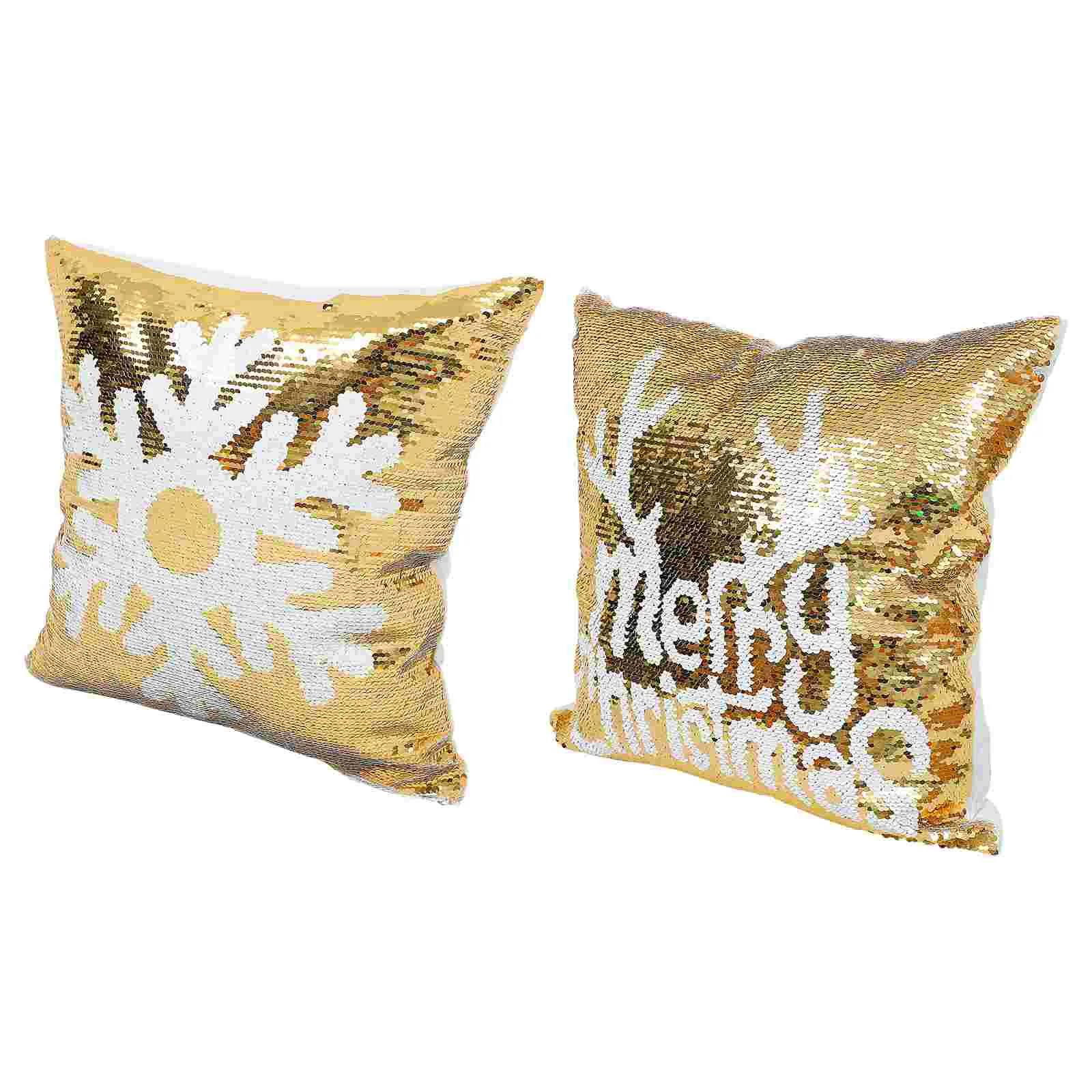 

2 Pcs Pillow Covers Snowflake Throw Pillowcase Sequined Christmas Mermaid Glitter
