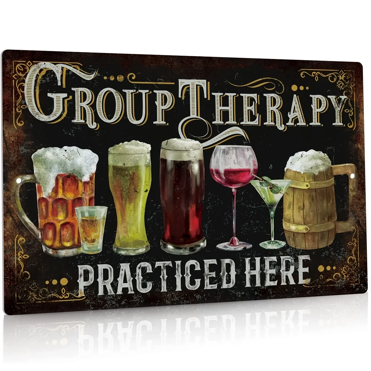 

Put Decor Funny Group Therapy Metal Sign, Vintage Man Cave Bar Decor