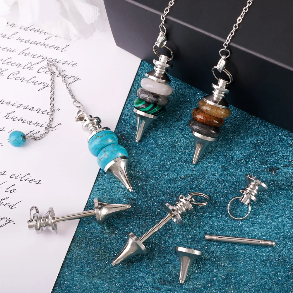 10 세트 빈 나사 진자 펜던트 핀치 Bails 목걸이 치유를위한 플래티넘 색상 Dowsing Charms 만들기 42x12mm 구멍 9mm