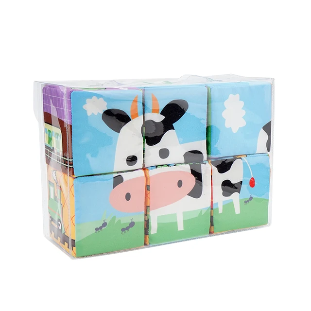 Jollybaby Cartoon Puzzle Blocks Fabric Soft Education 6 Pcs Gift Set Toy for Newborn Babies Brain Enlightenment Number Counting 3