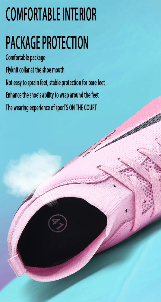 Description Picture 4 of itemProfessional Men's Futsal Sneakers Original Brand Pink Football Boot Unisex Indoor Turf Soccer Shoes Trainers Men Botas Futbol