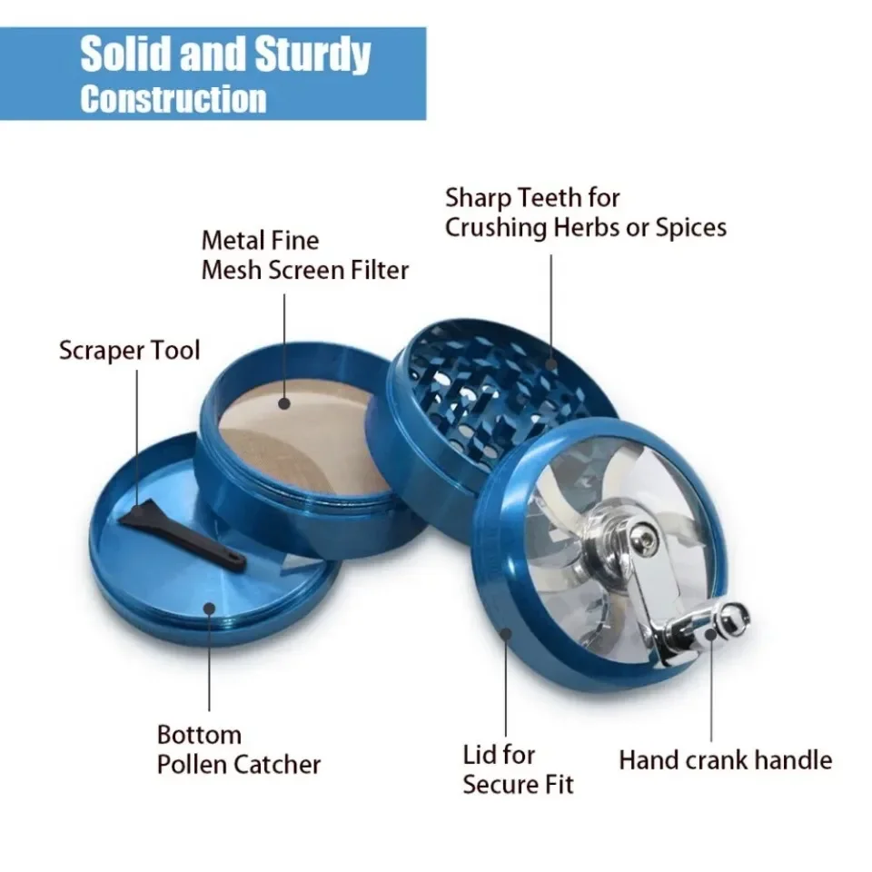 S0b8ef27f6694416e86b5c8d7176651c6w Herbal Crusher Tobacco Grinder Smoke Crushers Grinder 4 Layers Durable Non Deformable Corrosion-resistant Grinder with Handle Mallzona