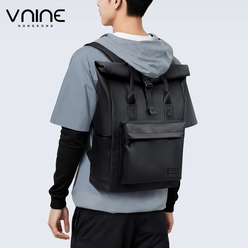 V.NINE Men's Backpack Black 15 inch Laptop Bag Waterproof Backpacks Men Office Work Back Pack with Compartments Multiple Pockets 2