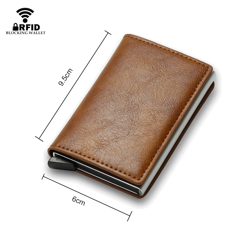 Credit card holder RFID Credit Card Holder Wallet Men Women Carbon Fiber Metal Wallets Cardholder Case Vintage Leather Wallet Small Money Bag Purse