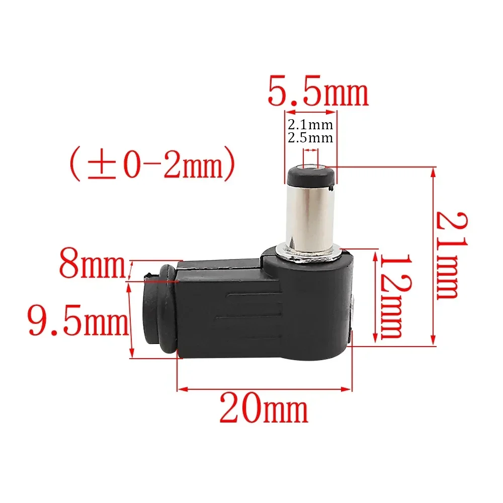 5.5*2.1mm DC Plug Right Angle 90 Degree Elbow 5.5*2.5mm DC Power Cable Male Plug Soldering Cord Tip Connector Adapter Terminal images - 6