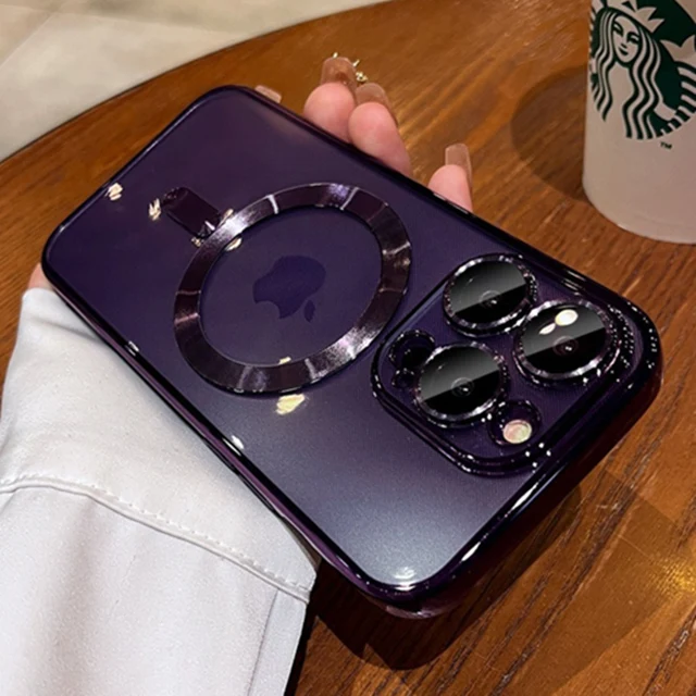 thumbnail image 1 of 15 Pro Max Luxury Electroplate Bumper Magsafe Magnetic Transparent Phone Case For iPhone 15 14 13 12 11 Pro Max Shockproof Cover, 1 of 5
