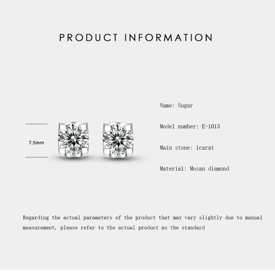 LECLAT Moissanite Stud Earrings Studs White Gold Plated Sterling 925 Silver  D VVS1 Round Cut Diamond Screw for Women Daily