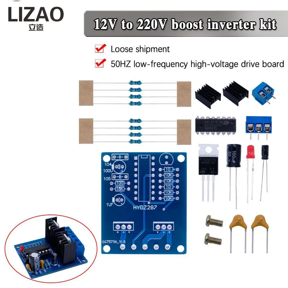 Circuito Booster Inverter Da 12V A 220V 50Hz Test Di Allenamento Dei Componenti Dell'Inverter Booster Della Scheda Di Azionamento Ad Alta Tensione A B