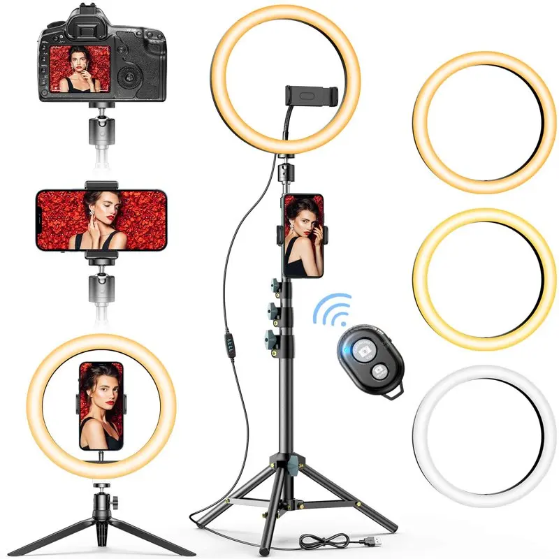 

Selfie Ring Light with Tr Stand & Phone Holder, Desk Beauty Circle LED Ringlight for Makeup Photography Live Steaming Camera Vl