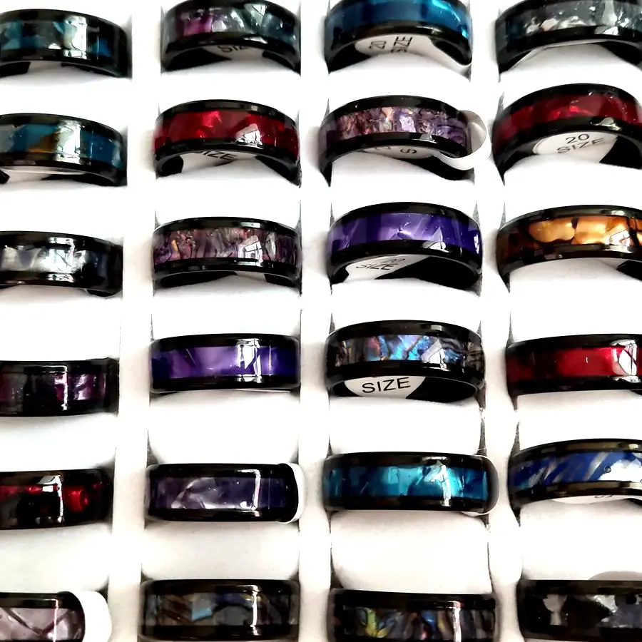 Elevate Your Style: Black and Blue Stainless Steel Band Rings - Elegant Wedding and Party Jewelry (20pcs Set)