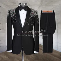 Fashion Men Suit Black Single Breasted Blazer Formal Groom Wedding Tuxedo Tailore Made 2 Pieces Business Prom Party Clothes 2023 1