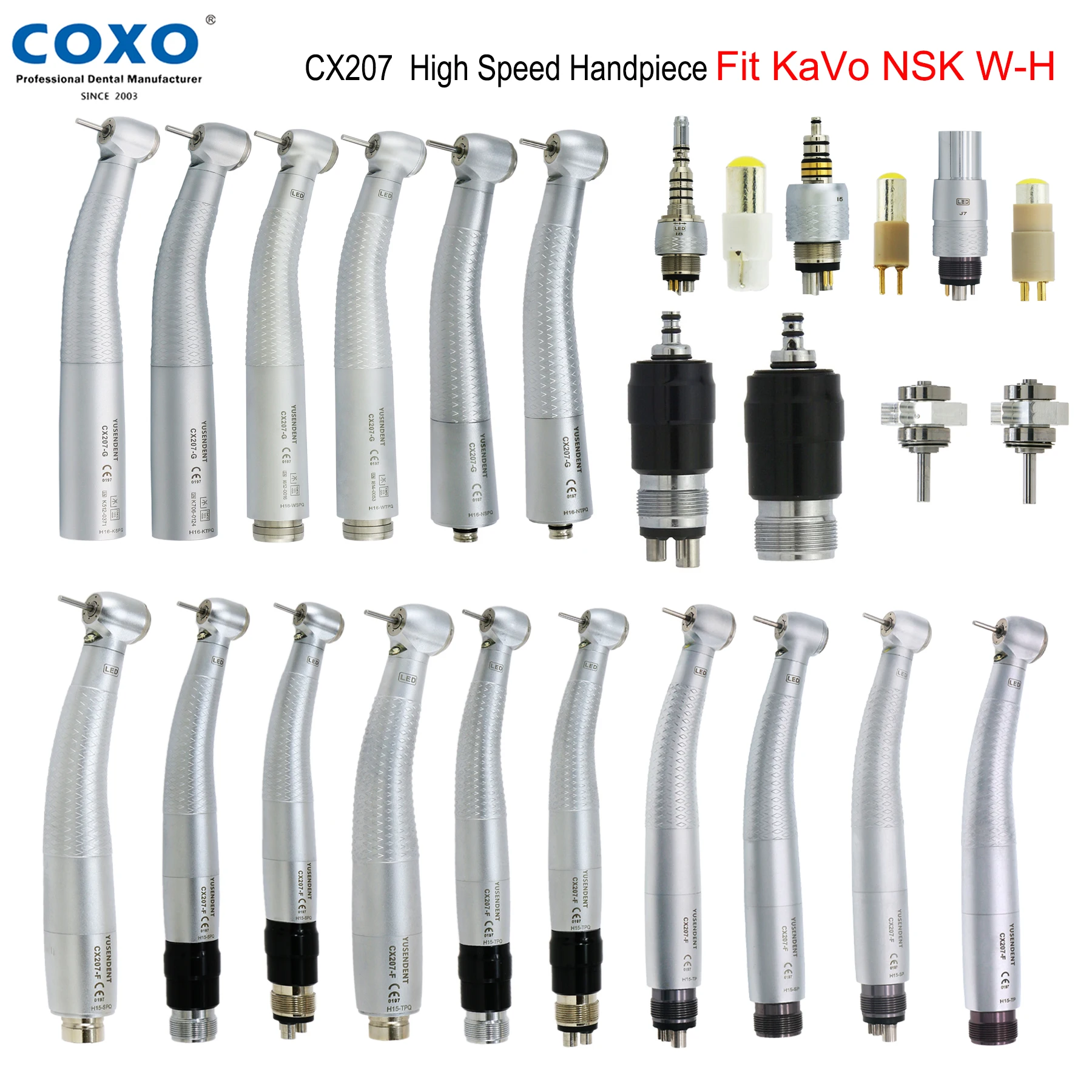 

Original COXO Dental LED Fiber Optic High Speed Handpiece E Generator Air Turbine 6 Pin LED Coupler Fit KAVO NSK W-H Dental Tool