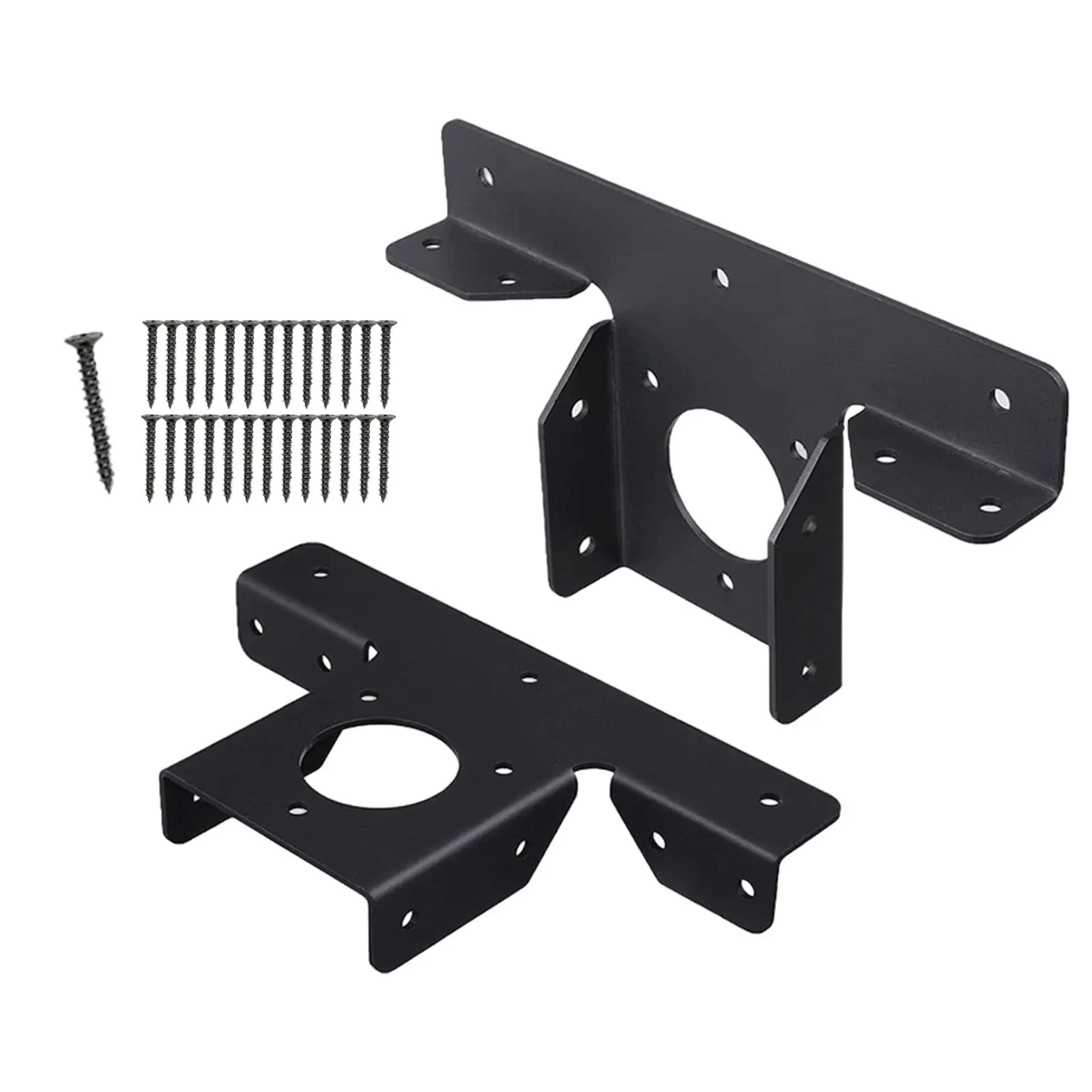 2x Pergola Brackets Durable Heavy Duty Easy to Install for 4x4 Wood Post Black Metal T Shaped Bracket Gazebo Accessories 3 Way
