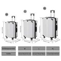 Ensemble de bagages Anajqaqia 3 pièces en argent, 20/24/28 pouces, valise rigide avec porte-charge portable et roulettes à 360° °   Bagages à roulettes 6