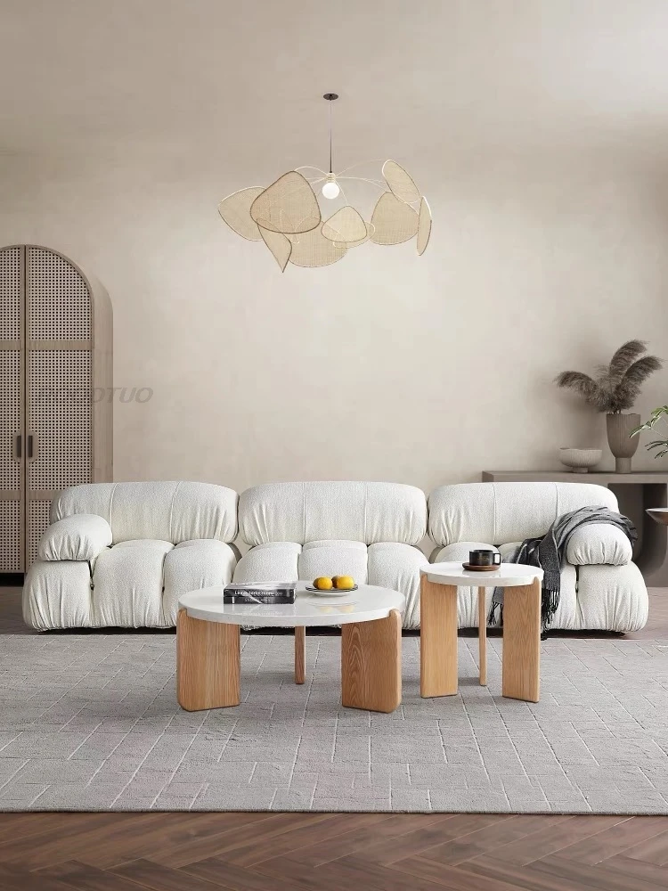 Italian Minimalist Furniture For Large And Small Apartment Living Room Sofa Solid Wood Double Bed Suite Of Household Furniture