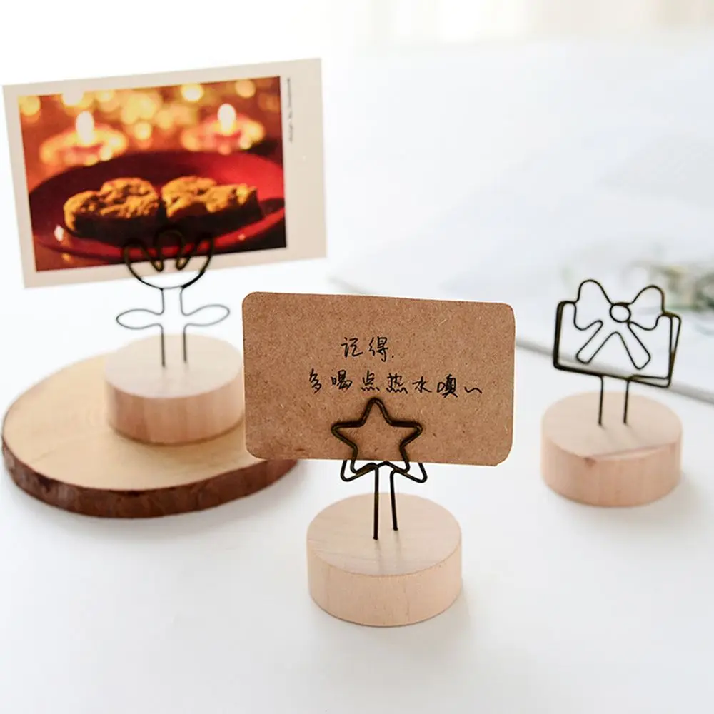 Simple Picture Card Display Stand Wooden Business Card Stand Table Number Memo Holder Wedding Party Desk Accessories card holder photo card holder desk card holder card display stand postcard holder