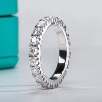 AnuJewel 3mm 2-3ct D Color Moissanite Wedding Band Ring 925 Sterling Silver Eternity Band Engagement Rings For Women 2