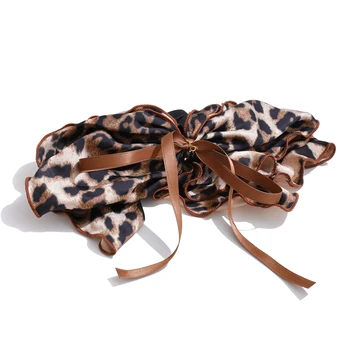 eopard headband with bow satin hair accessory for women