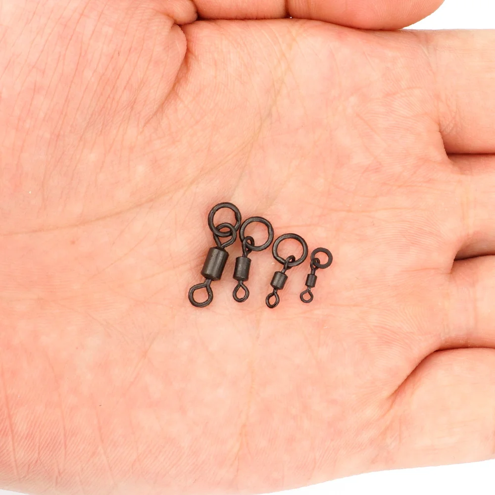 Hirisi 20pcs Fishing Quick Change Solid Ring Swivels Ball Bearing Swivel for Carp Accessories AE044