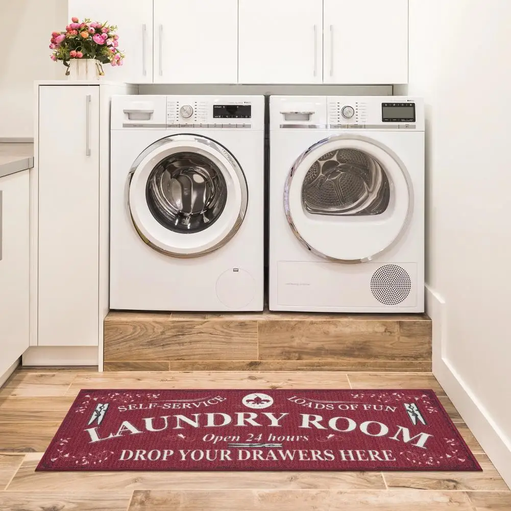 

Low Profile Laundry Mat Letter Printed Water Absorbent Floor Mat for Laundry Room Bathroom Non-slip for Washbasin for Laundry